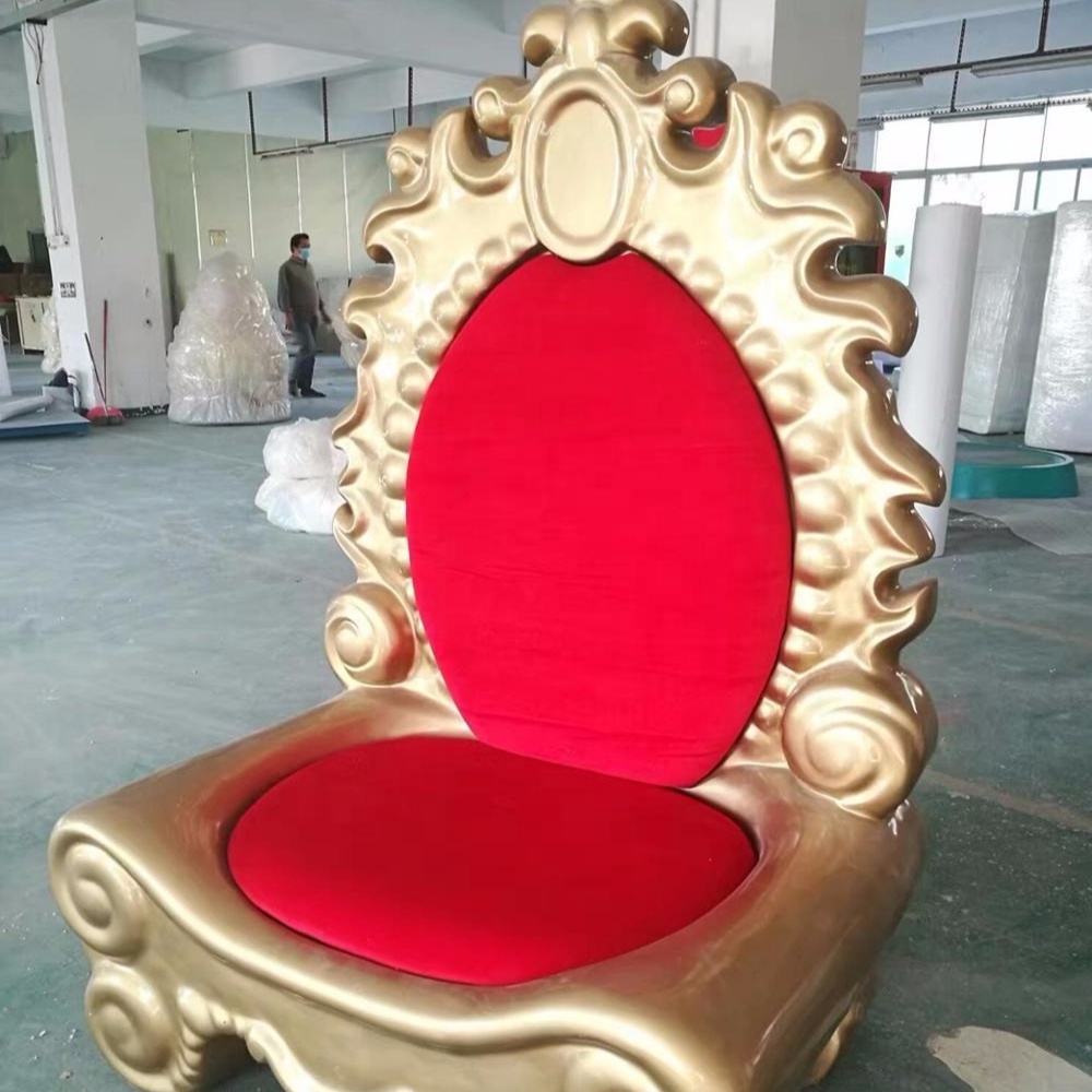 Popular fiberglass santa throne chairs high back christmas throne decoration for santa clause