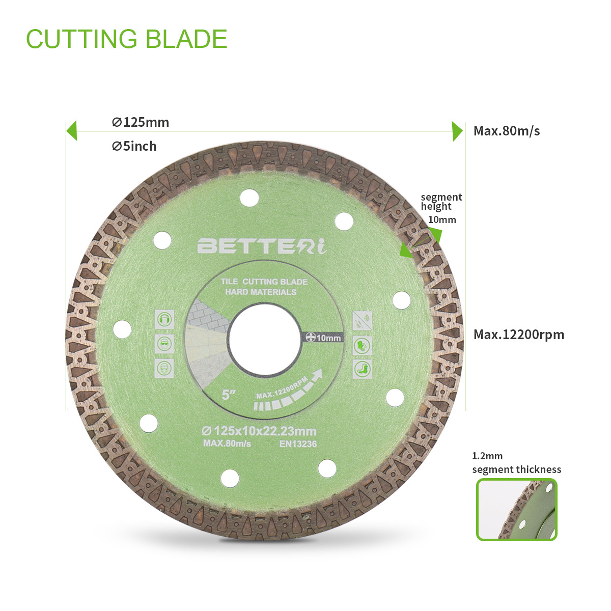 Wet Dry Hot Pressed A/X/K Rim Turbo Mesh Diamond Saw Blade EN13236 certification for ceramic tile cutting