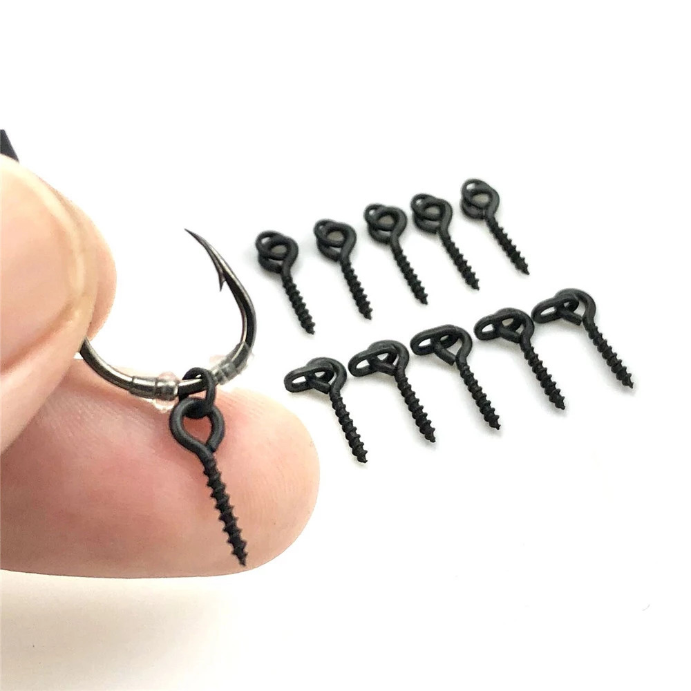 13mm Carp fishing swivel boilie bait screw with round link loop hook holder matt black link for rigs terminal tackle