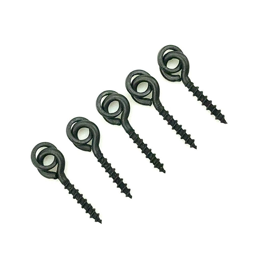 13mm Carp fishing swivel boilie bait screw with round link loop hook holder matt black link for rigs terminal tackle