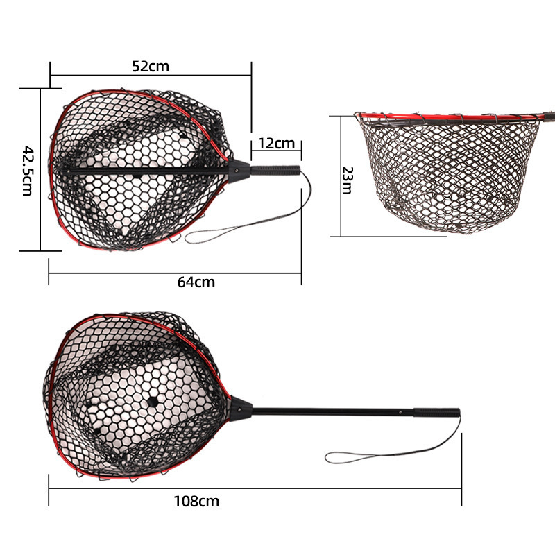 Rubber Large Carp Telescopic Aluminum Foldable Fly Fishing Net Sea Dip Landing Net