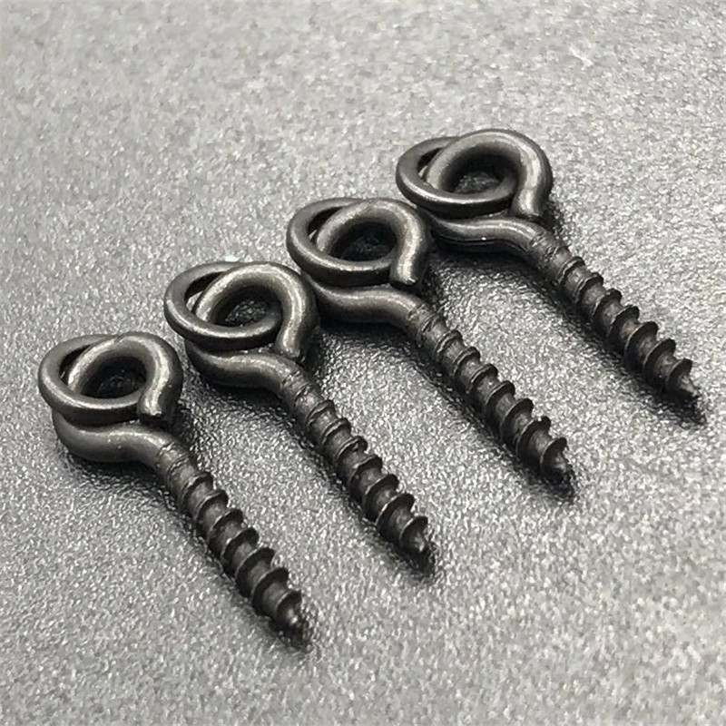 13mm Carp fishing swivel boilie bait screw with round link loop hook holder matt black link for rigs terminal tackle