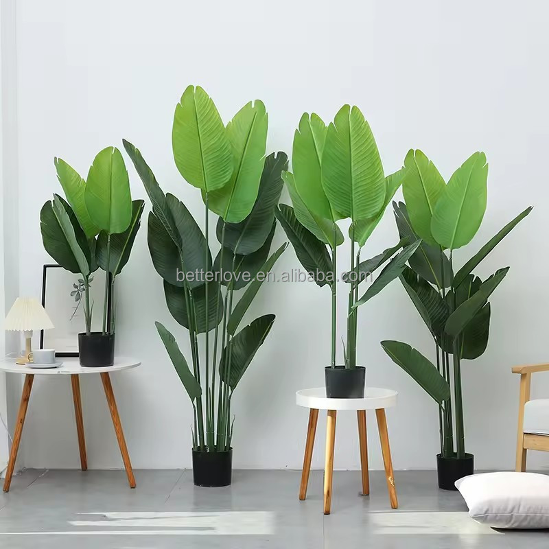 Indoor Decoration Artificial Green Tree Plant Bonsai Style Traveler Banana Pot Artificial Plants & Greenery