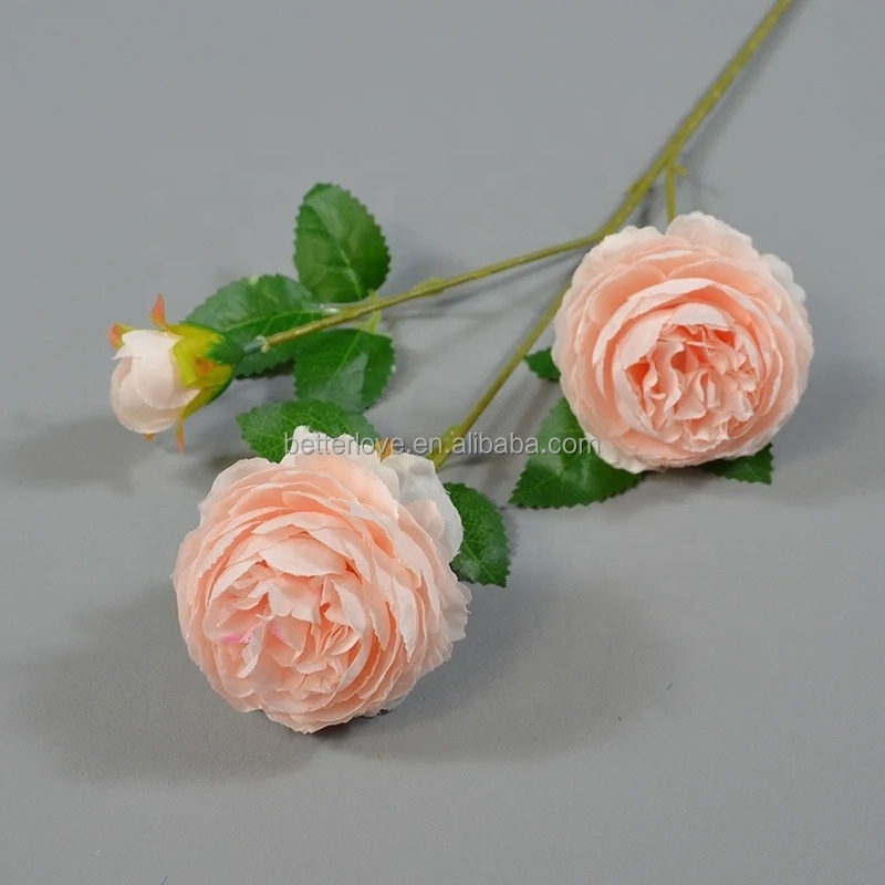 betterlove Artificial Flowers Peony Spray 3 Heads Silk Flower Faux Flowers Vintage for Wedding Home Kitchen Decoration