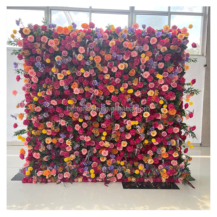 Purple Artificial Flower Wall Wedding Decoration Artificial Flowers Customizable Flower Wall