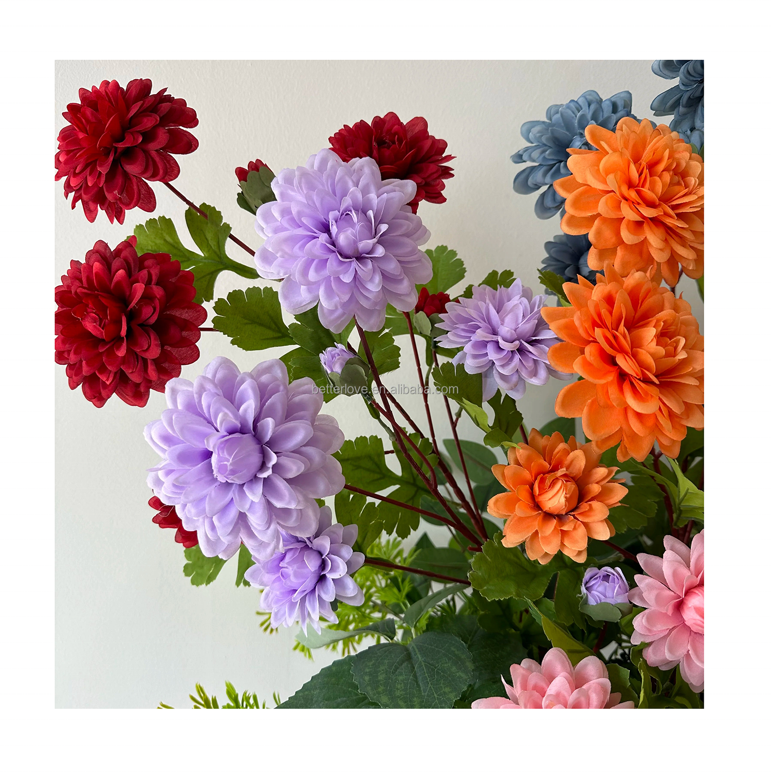 betterlove Wholesale Indoor Outdoor Home Decoration Real Touch Dahlia Flower Artificial Funeral Decorations Flower