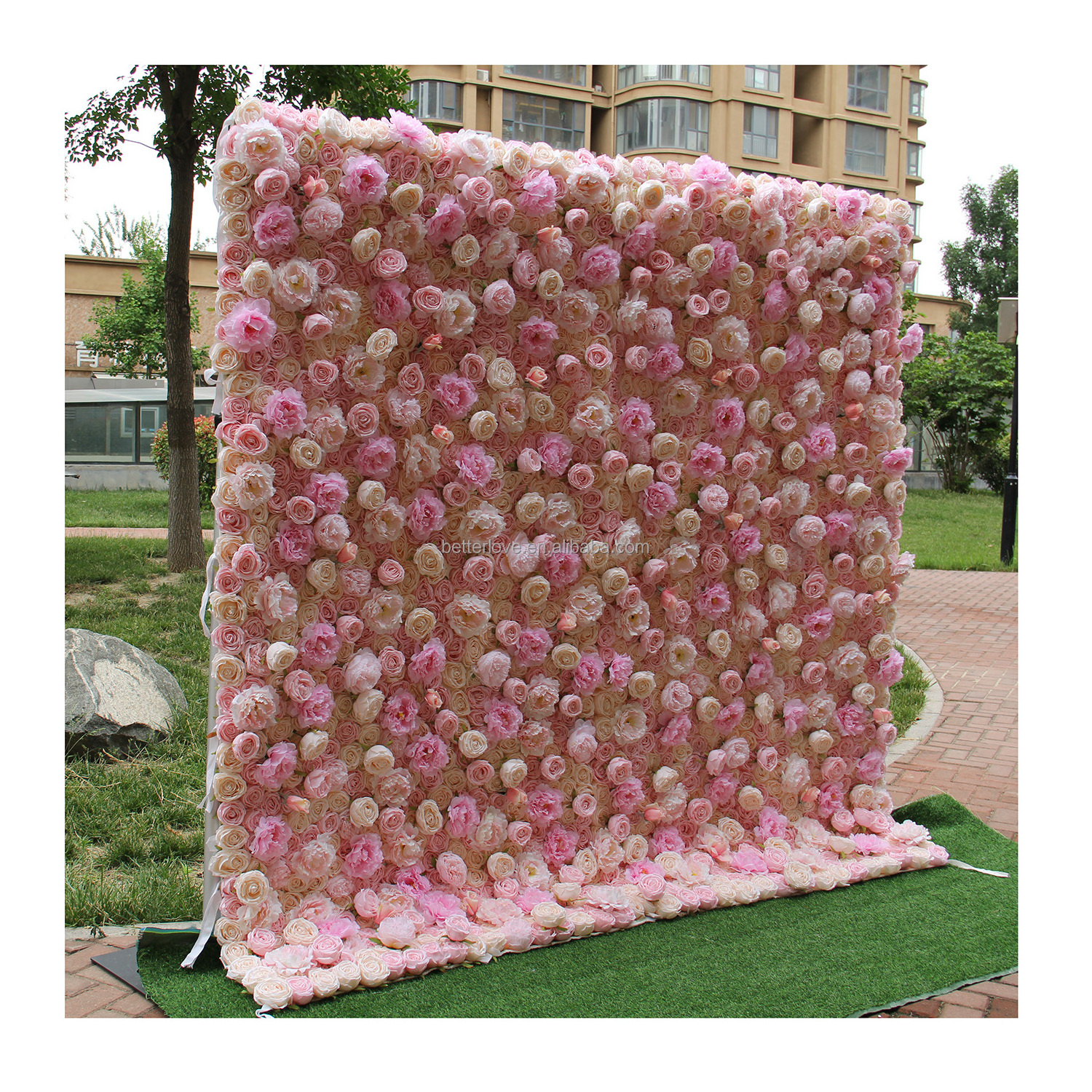 betterlove artificial flower wall portable flower wall backdrop stand fabric artificial rolling up curtain flower wall