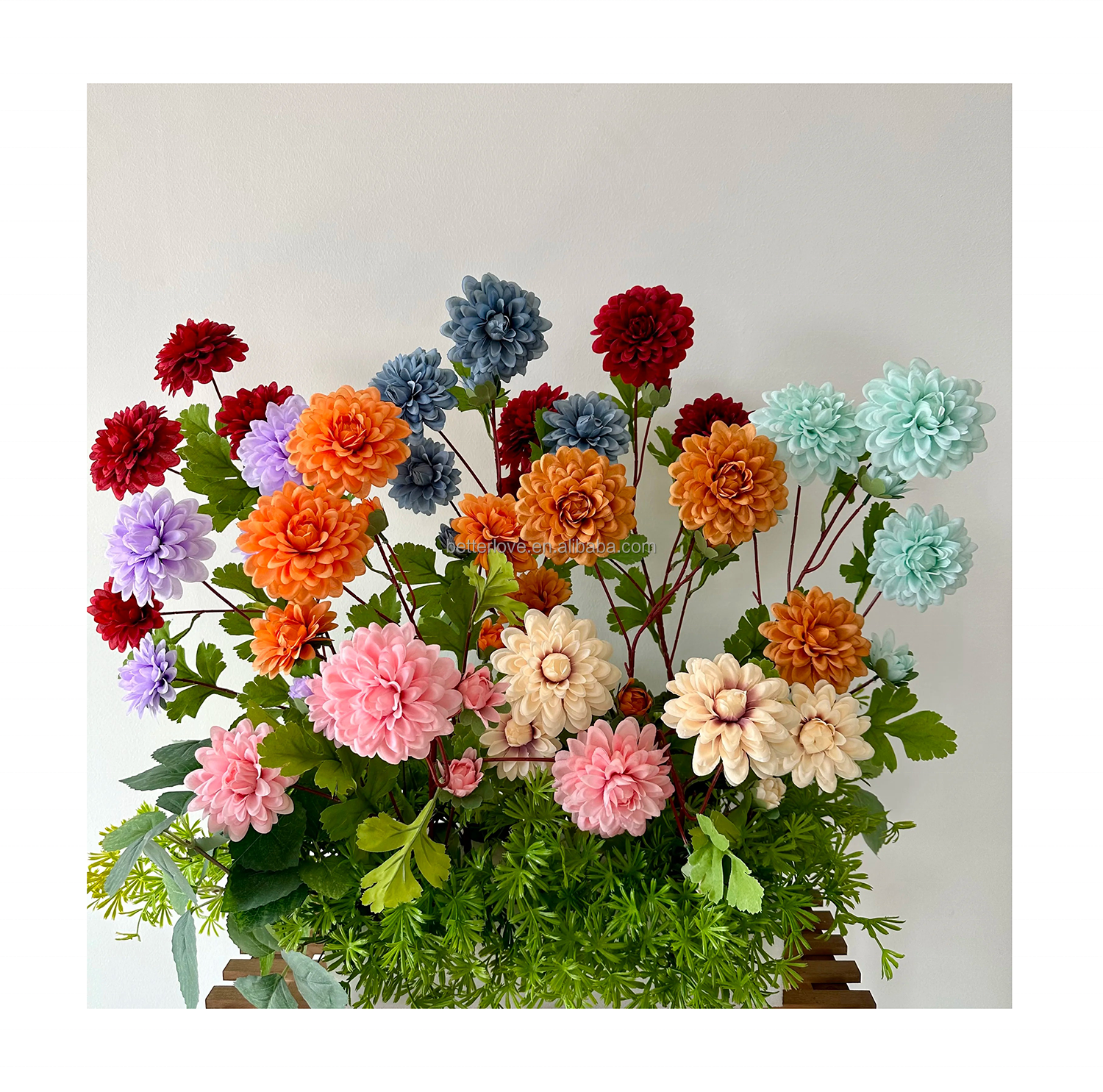 betterlove Manufacturers wholesale 3 fork silk chrysanthemum pompon flower artificial dandelion for home decor