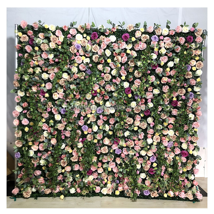 Purple Artificial Flower Wall Wedding Decoration Artificial Flowers Customizable Flower Wall