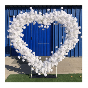 Red Heart Shape Flower Arch with Stand Artificial Rose Flower Backdrop Wedding Stage Decoration Heart Flower Arch