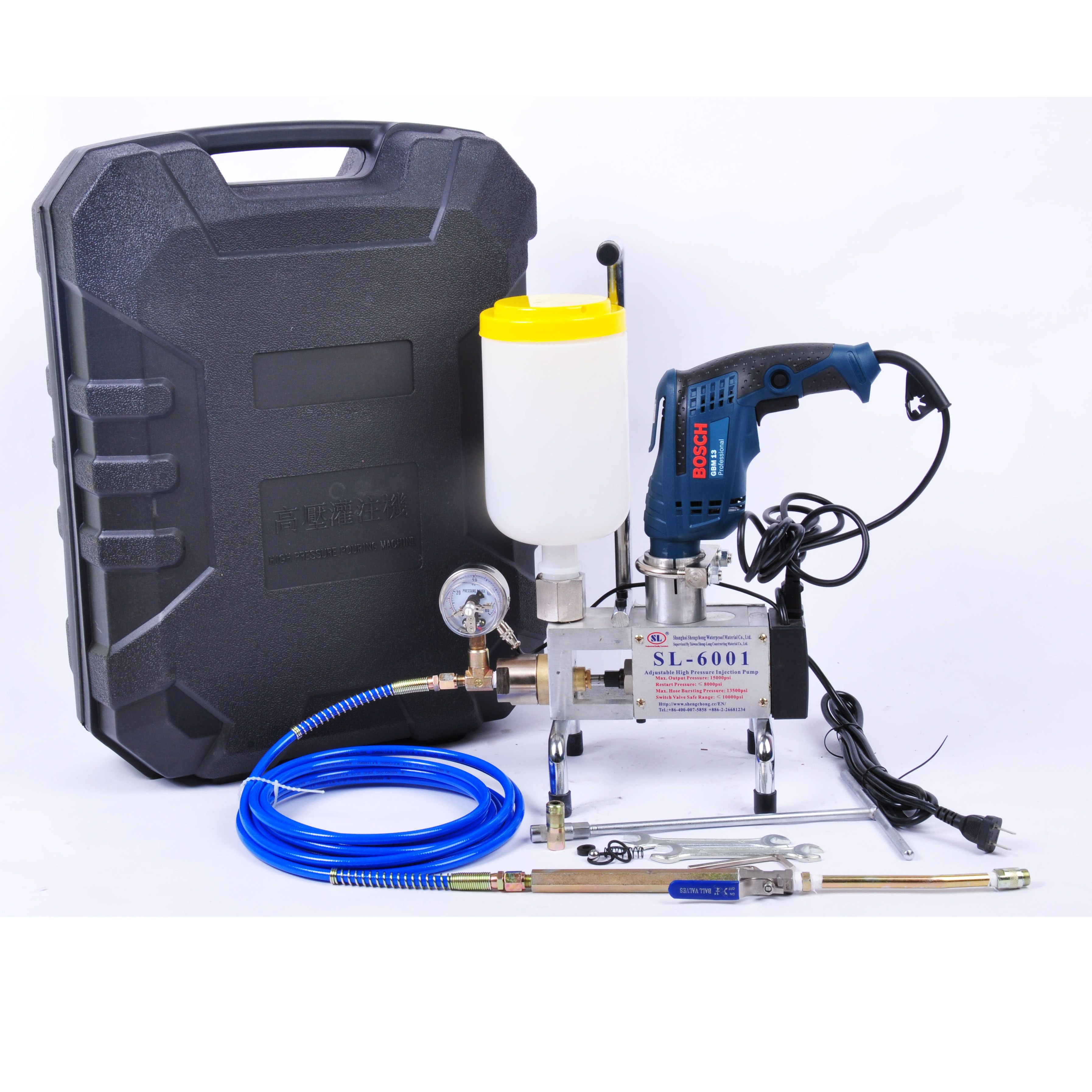 SL-6001 Waterproof Pressure Adjustable PU Polyurethane Foam Epoxy Resin Injection Pump with 220V Bosch Drill