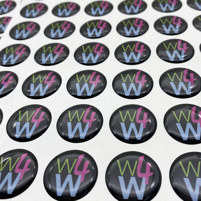 Customize Logo Adhesive Clear Gel Polyurethane Resin Circle Dome Epoxy Label Waterproof Custom Epoxy Stickers Printed