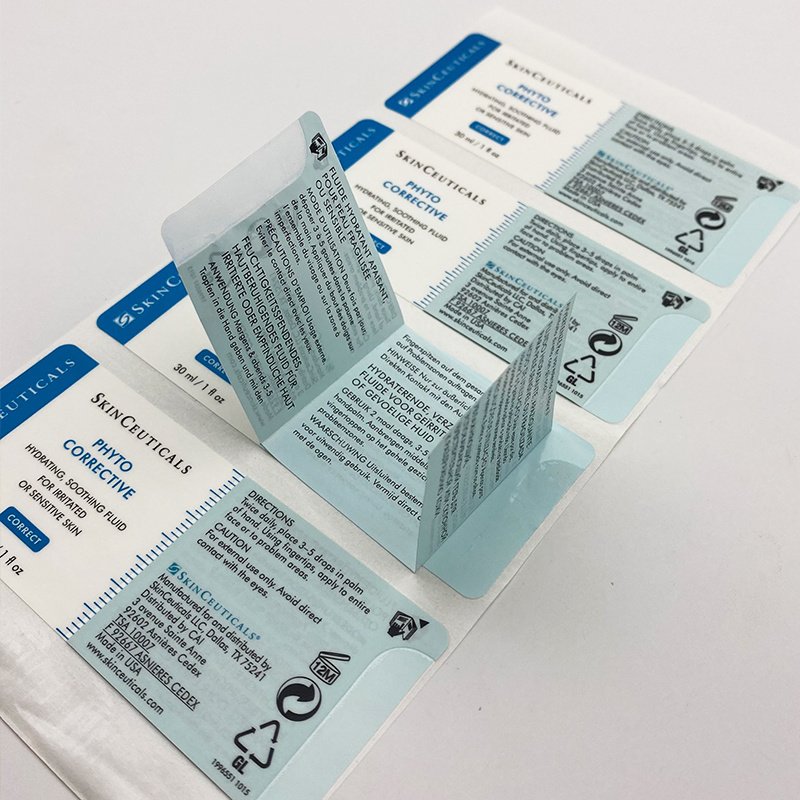 Custom Double Layer Booklet Folding Multi Label Printing Cosmetic Product Three Layer Peel Off Adhesive Multilayer Label