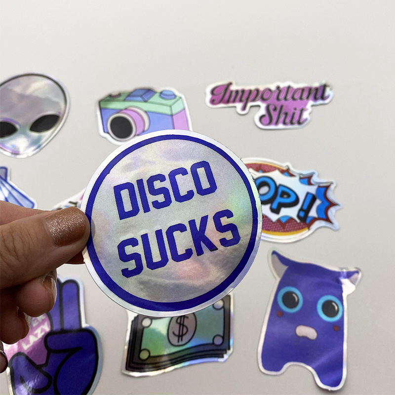 Customize Brand Logo Round Shape Laser Hologram Die Cut Cute Holographic Film Label Printing