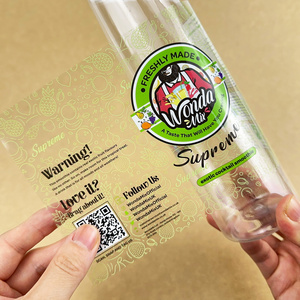 Self Adhesive Clear BOPP Label Custom Clear Transparent Vinyl Label Stickers With Logo For Beverage/ Juice Bottle Packaging