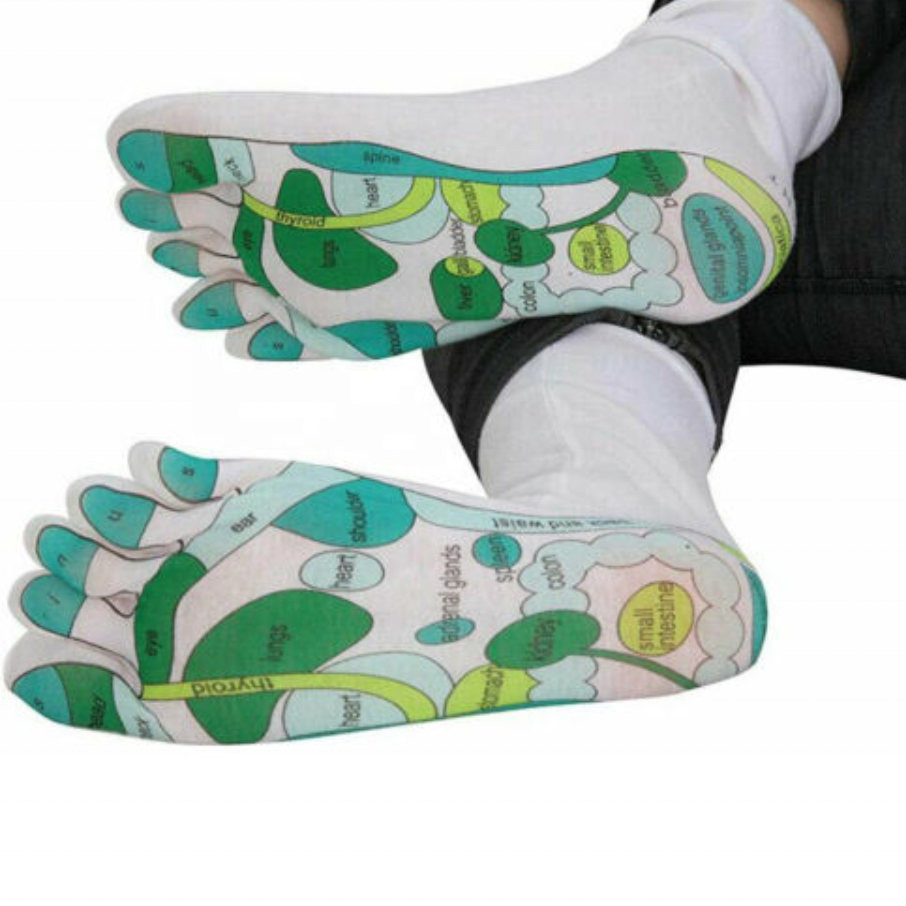 95% Cotton 5% Spandex Reflexology Zones Marked Foot Massage Reflexology Socks Reflexology Gloves