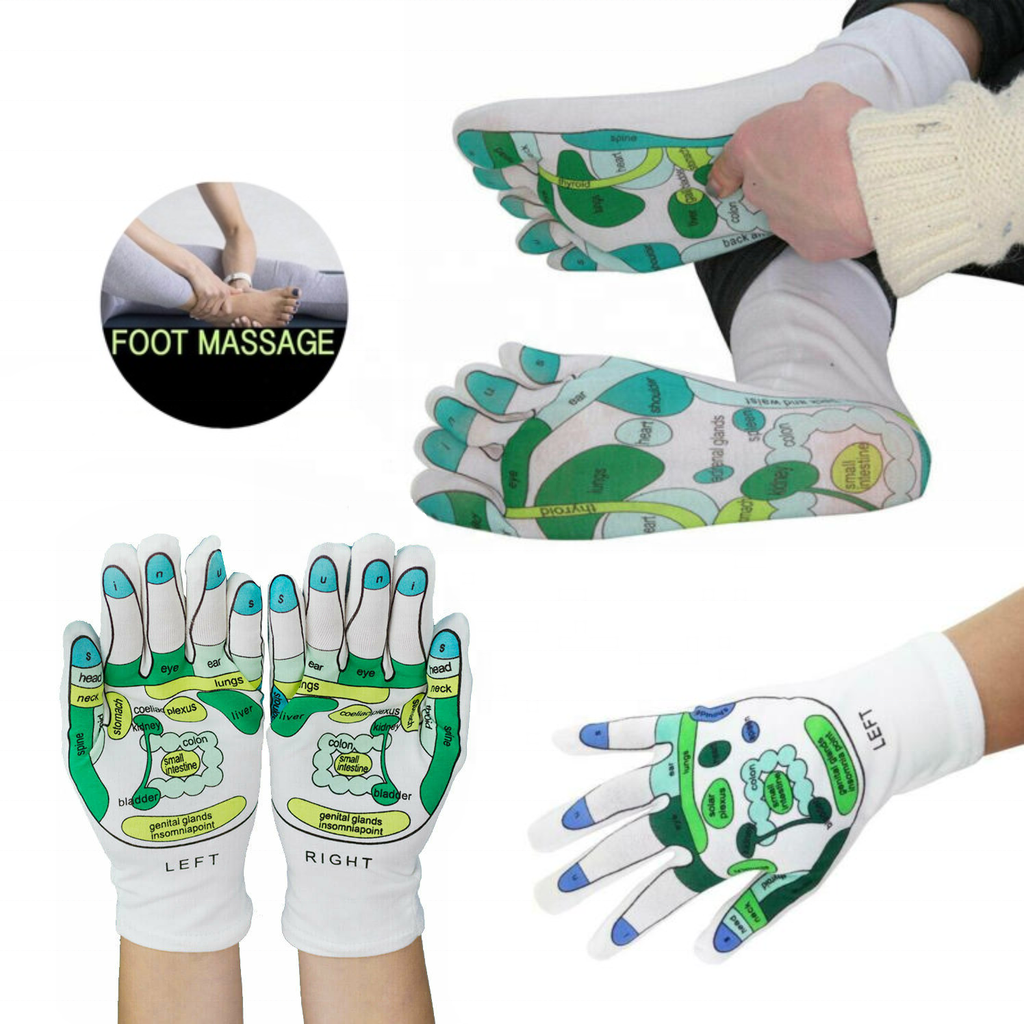 95% Cotton 5% Spandex Reflexology Zones Marked Foot Massage Reflexology Socks Reflexology Gloves