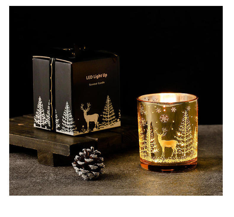 Christmas gift box home decoration spiritual candles soy wax tree deer scented luxury scented christmas candle