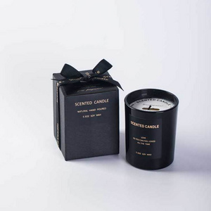 Luxury customizable handmade ready to ship 100% soy art high quality scented all black candles wholesale