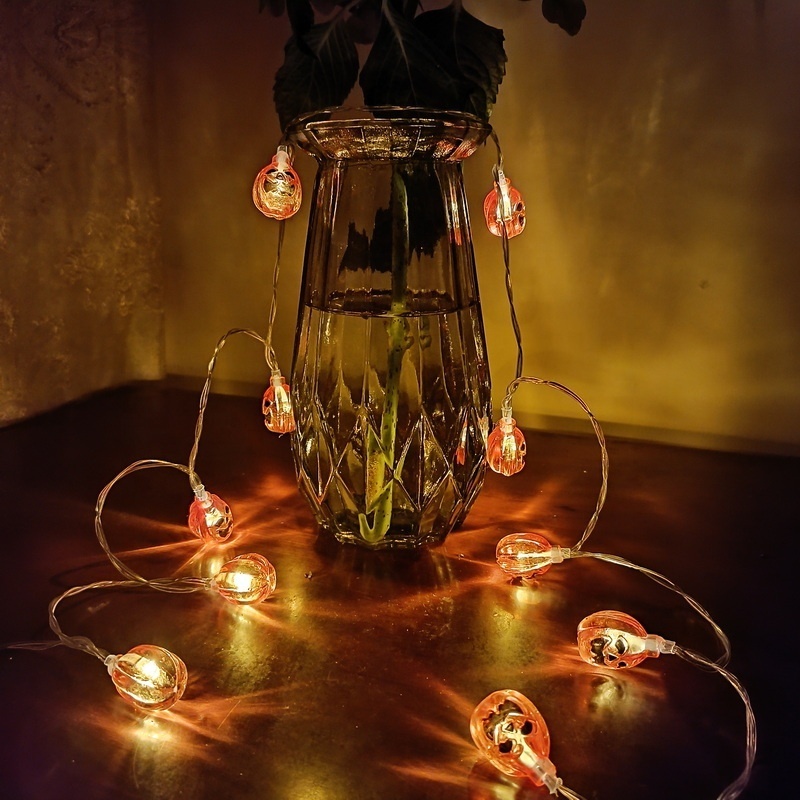 China 10 LED Plastic Smile Pumpkin String Lights Halloween Hanging Decorations Battery Operated Mini String Lights 3m 1.5m