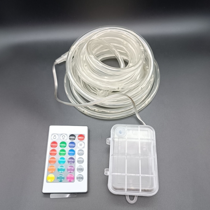 2023 Outdoor 7 Color Changeable 3-Wire Battery Powered Waterproof Led String Lights 50 Led Tube Light With 16 rgb Remote Control