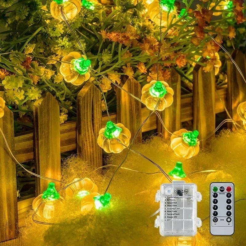 8 Modes Waterproof Small String Lights With Remote Control China Wholesale 40 Warm White Led Silver Copper Pumpkins String Light