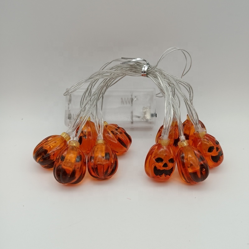 China 10 LED Plastic Smile Pumpkin String Lights Halloween Hanging Decorations Battery Operated Mini String Lights 3m 1.5m