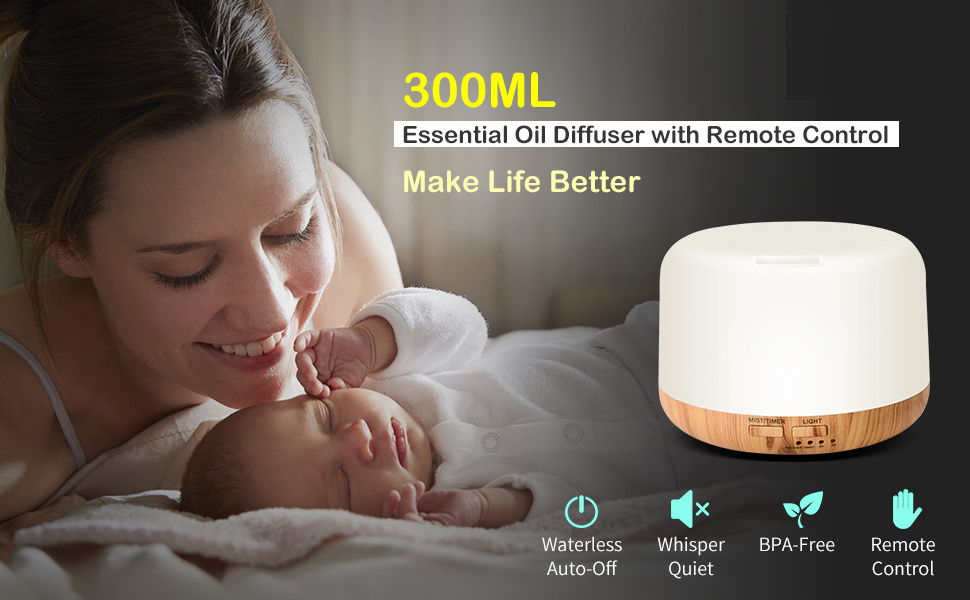 Health Care 300ml Essential Oil Air Mist Diffuser Quiet Aroma Essential Oil Diffuser with Adjustable Cool Mist Humidifier