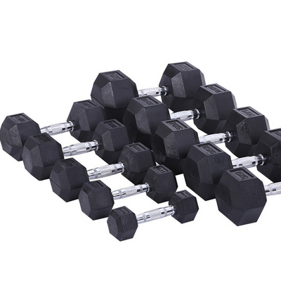 Wholesale Gym weight lifting black cheap hex lbs rubber coated hex dumbbells