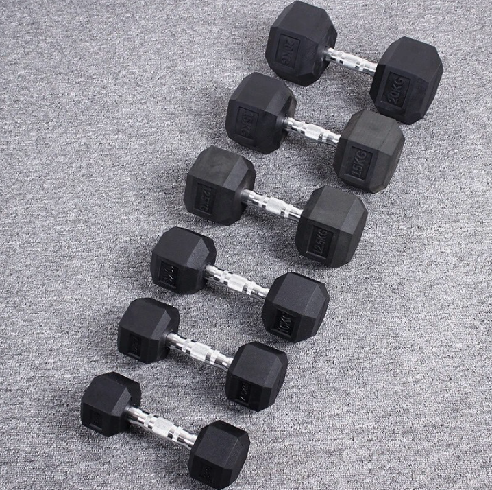 Wholesale Gym weight lifting black cheap hex lbs rubber coated hex dumbbells