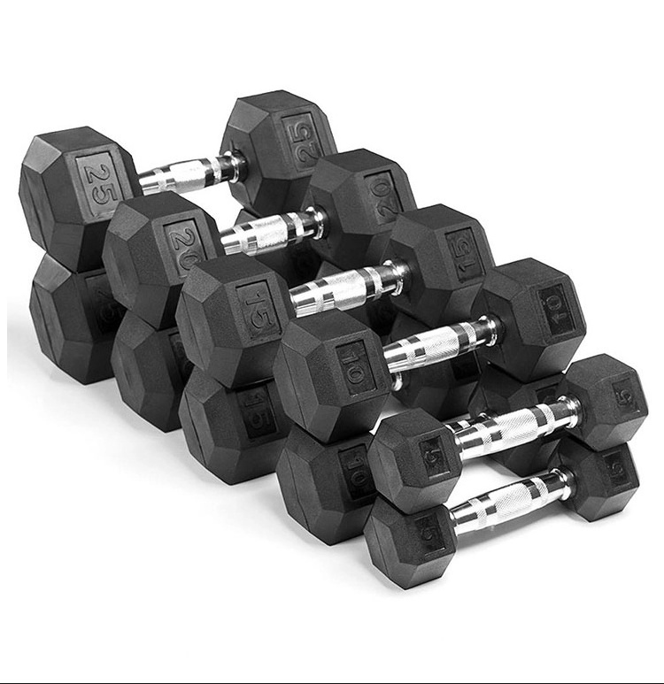 Cross Fitness Hex Dumbbell Gym Basic Equipment Rubber Coated Hexagonal Dumbbell