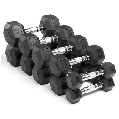 Cross Fitness Hex Dumbbell Gym Basic Equipment Rubber Coated Hexagonal Dumbbell