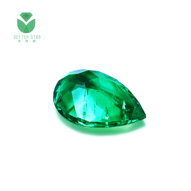 Wholesale Pear Shape Lab Created Emerald Hydrothermal Gemstone 1-5 Carat Lab Grown Emerald Gemstone Synthetic Emerald