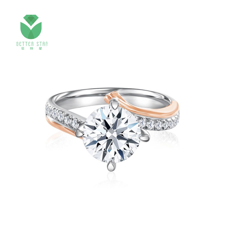 18k White Rose Gold Wedding Ring Diamond Solitair Engagement Ring Fine Jewelry Real HPHT Lab Made Diamond Engagement Ring Women