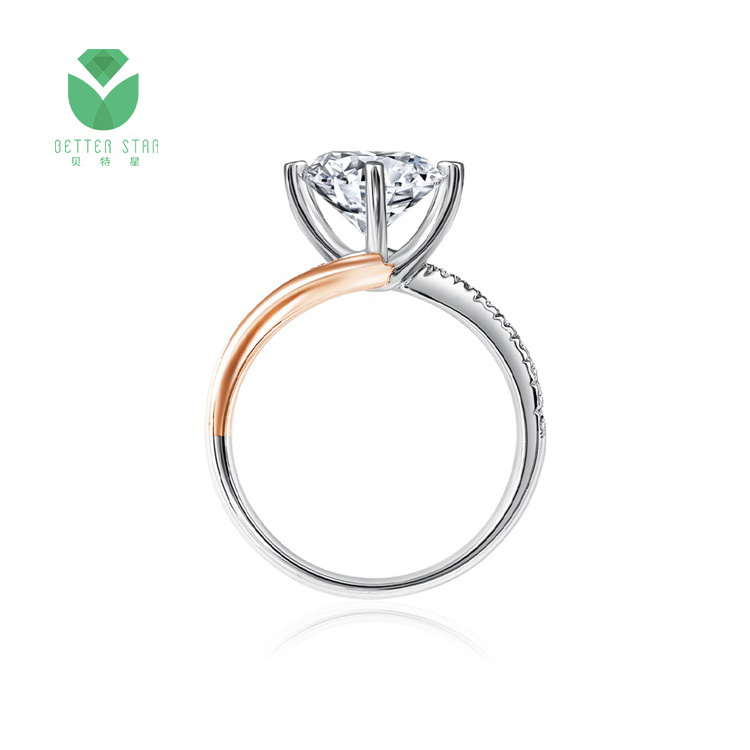 18k White Rose Gold Wedding Ring Diamond Solitair Engagement Ring Fine Jewelry Real HPHT Lab Made Diamond Engagement Ring Women