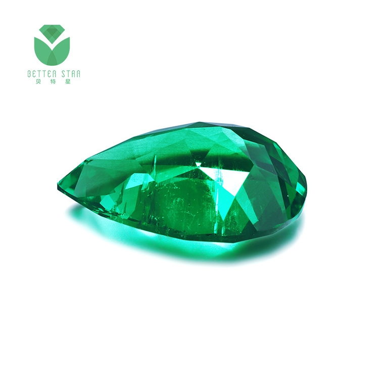 Wholesale Pear Shape Lab Created Emerald Hydrothermal Gemstone 1-5 Carat Lab Grown Emerald Gemstone Synthetic Emerald