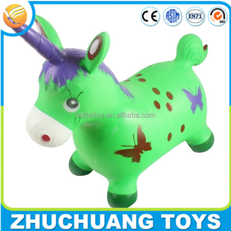 jumping horse hot  selling plastic inflatable kid used riding on unicorn horse toy