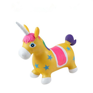 Long Horn and Big Tail jumping horse painting colorful kids unicorn inflatable animal toy