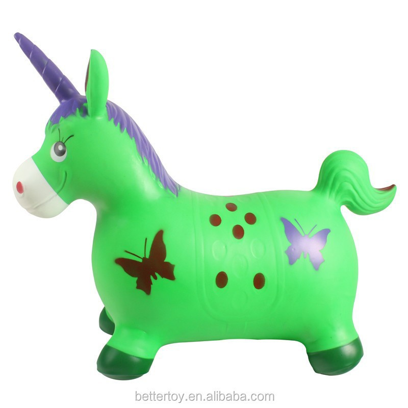 jumping horse hot  selling plastic inflatable kid used riding on unicorn horse toy