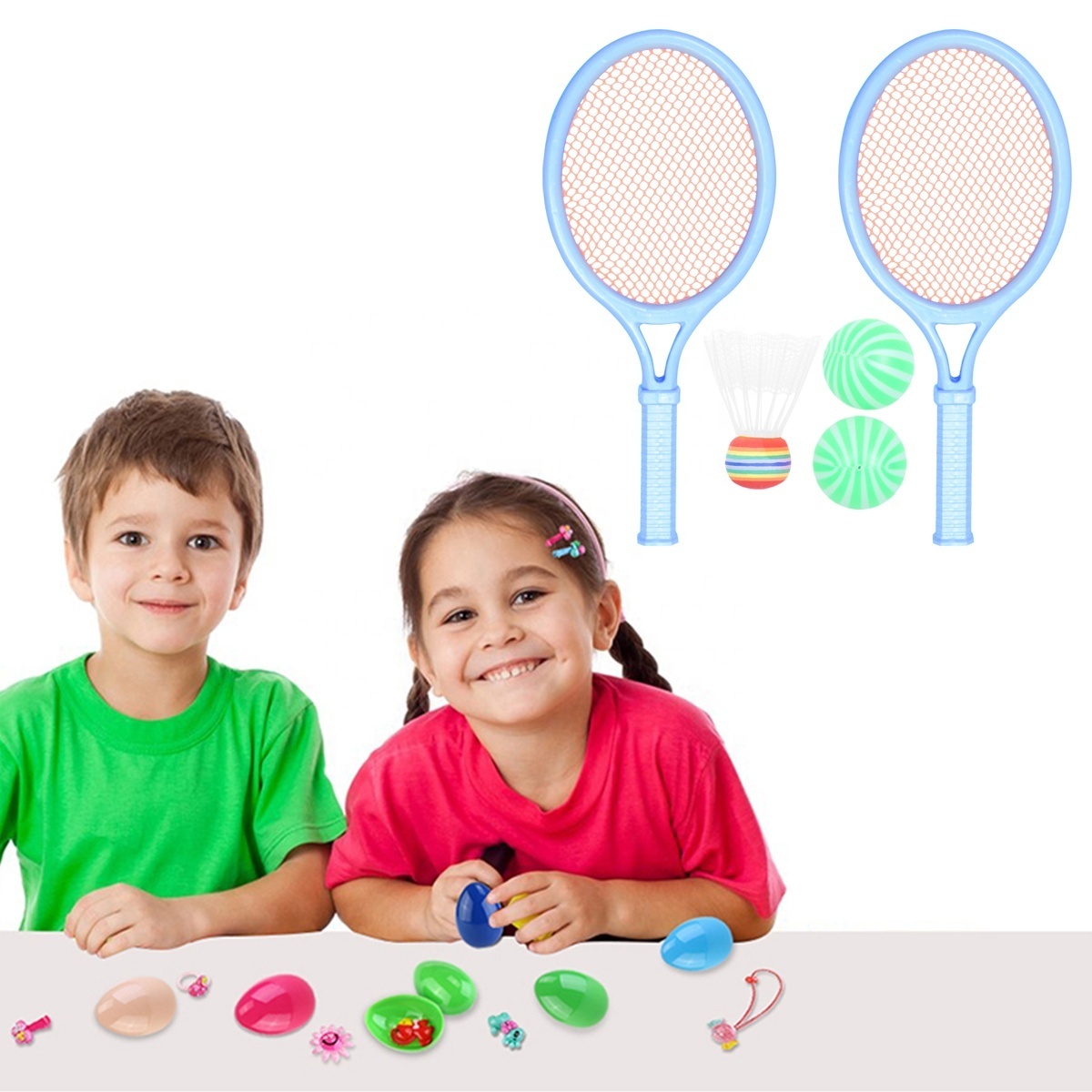 Beach Tennis Kids Dual Shuttlecock BadmintonTennis Racket Ball Set Outdoor Sports Mini Badminton Racket For Children Beach