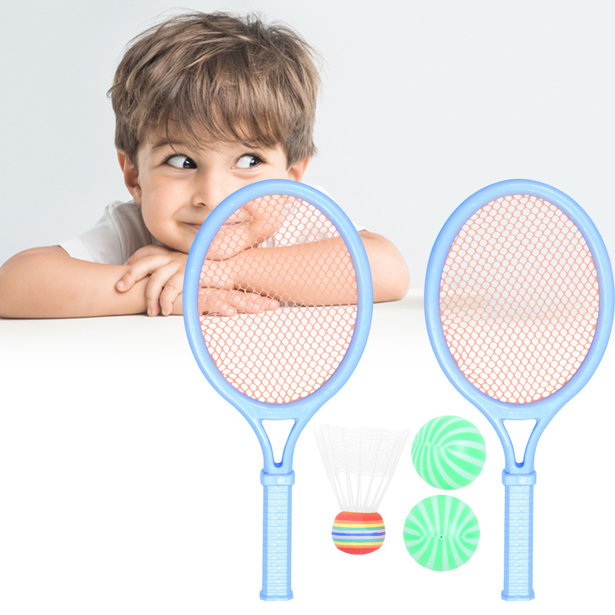 Beach Tennis Kids Dual Shuttlecock BadmintonTennis Racket Ball Set Outdoor Sports Mini Badminton Racket For Children Beach