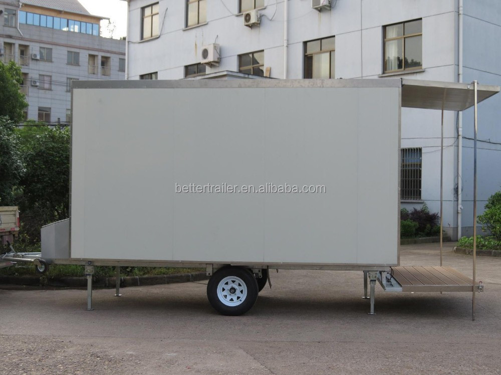 moving showroom mobile cabin on trailer wheels