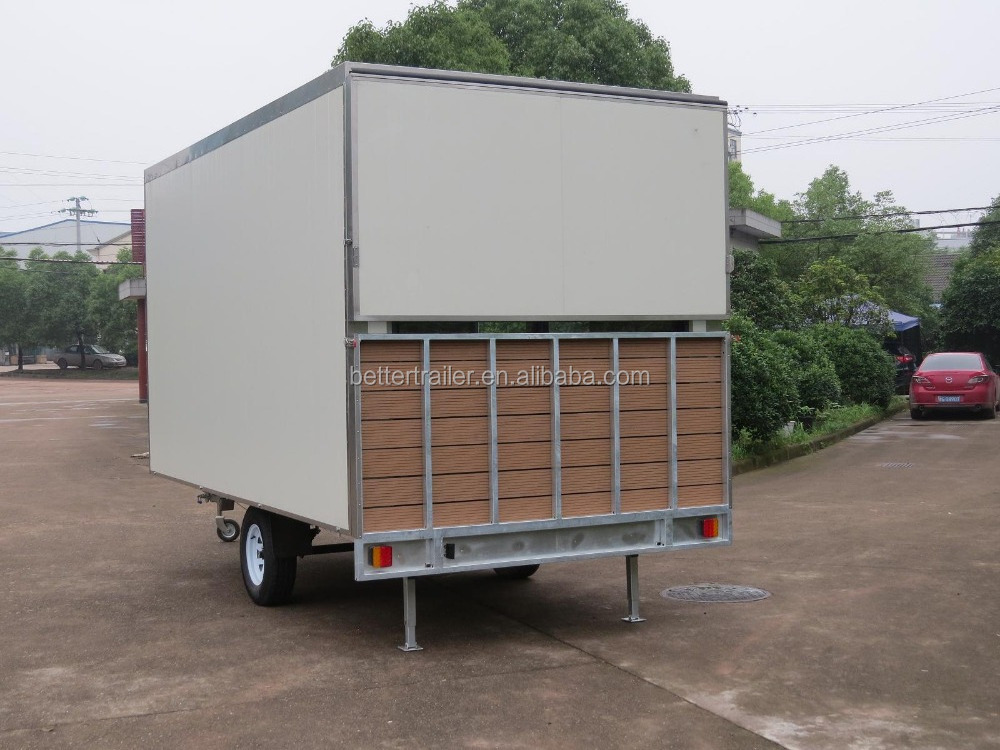 moving showroom mobile cabin on trailer wheels