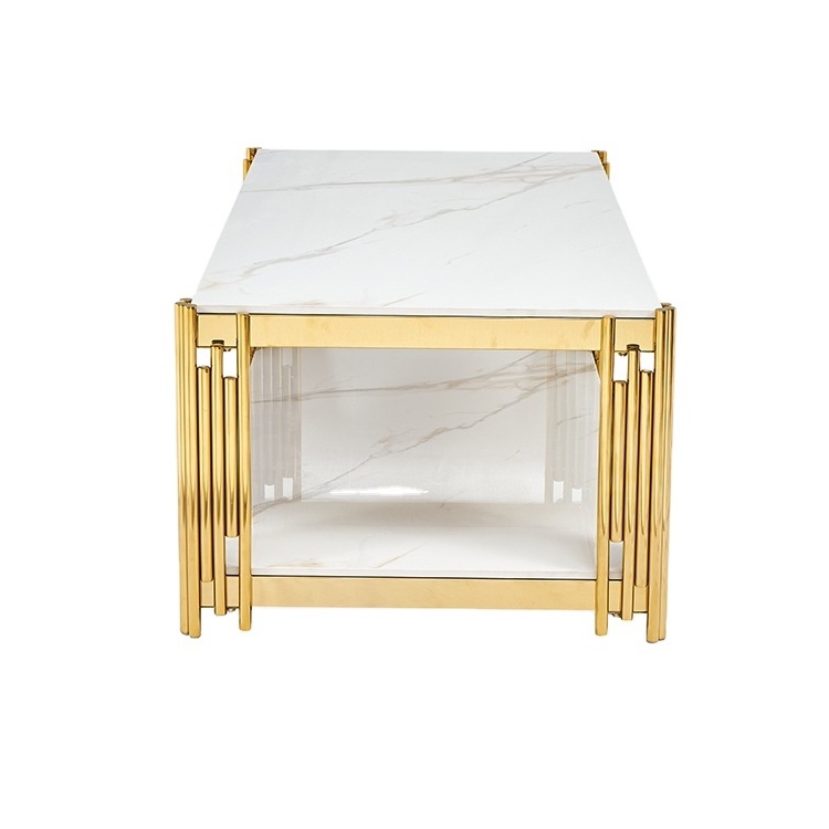 modern nordic sofa center tea tables gold stainless steel white sintered stone coffee table for living room