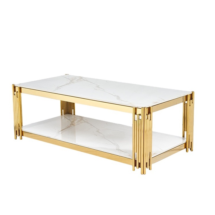 modern nordic sofa center tea tables gold stainless steel white sintered stone coffee table for living room