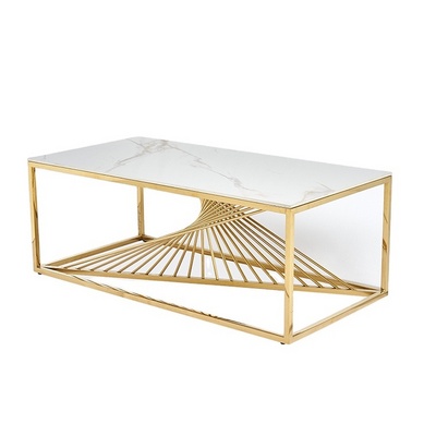 modern luxury nordic sofa center tea tables gold stainless steel white sintered stone coffee table for living room