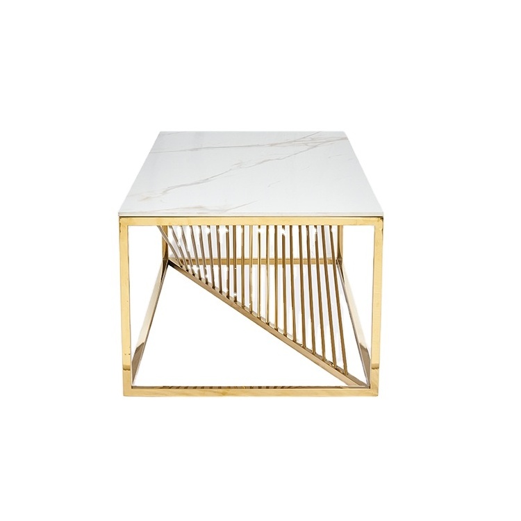 modern luxury nordic sofa center tea tables gold stainless steel white sintered stone coffee table for living room