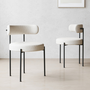 dining room furniture modern luxury white nordic boucle dining chairs with metal iron legs