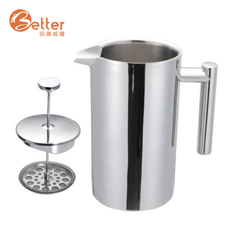 High Quality Double Wall Stainless Steel French Press Coffee and Tea Maker