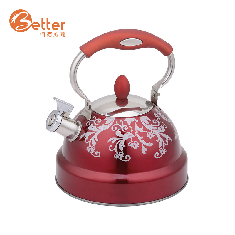 Whistling Stove Top Kettles Teapot with Silicone Handle Color Coating Tea Pot